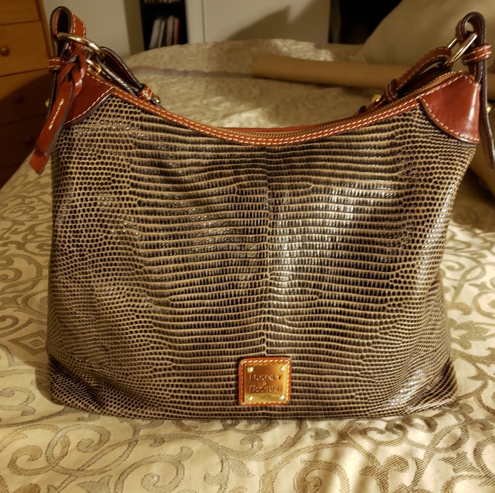 Dooney and Bourke Lizard Embossed Leather Hobo
